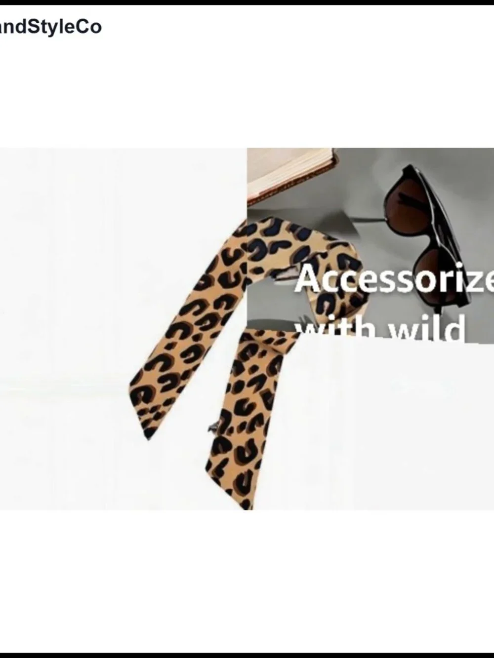 Silk-like Leopard Print Skinny Scarf Neck Tie Hairband Purse Accessory